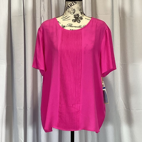 CeCe Tops - 442. CeCe Hot Pink Short Sleeve Blouse NWT Size XL